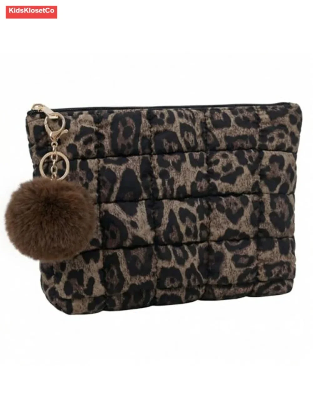Quilted Puffer Makeup Bag with Faux Pearl Bracelet